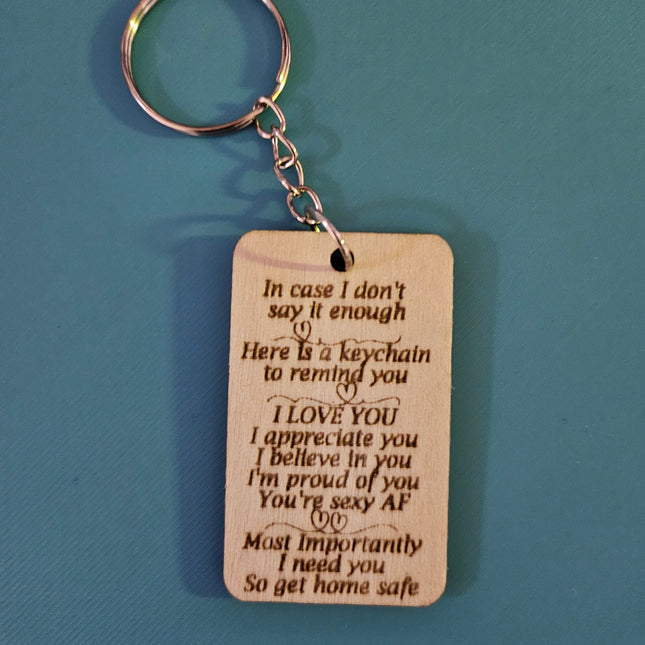 Personalised Couple's Wooden Keyring – Custom Names, 50x30mm