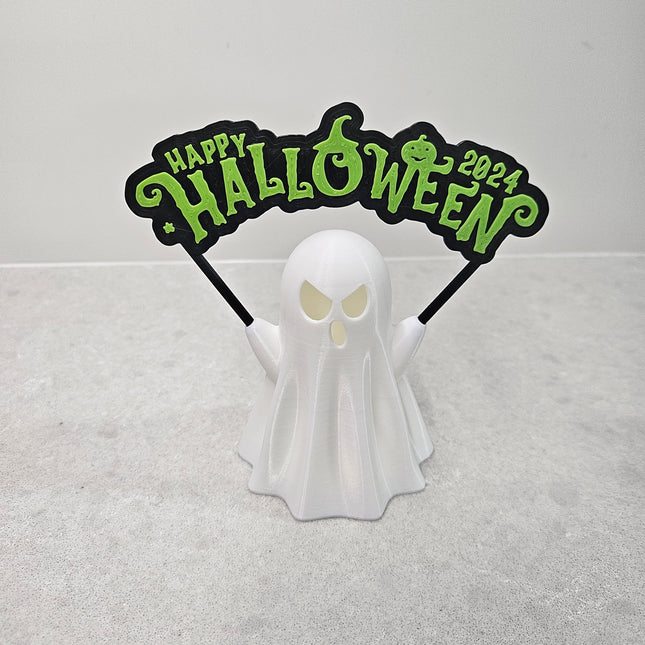3D Printed Ghost Lamp – LED Tealight, 4 Face Options, 90mm
