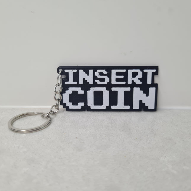 Retro Arcade 3D Printed Keyring – Game Over, Start or Insert Coin
