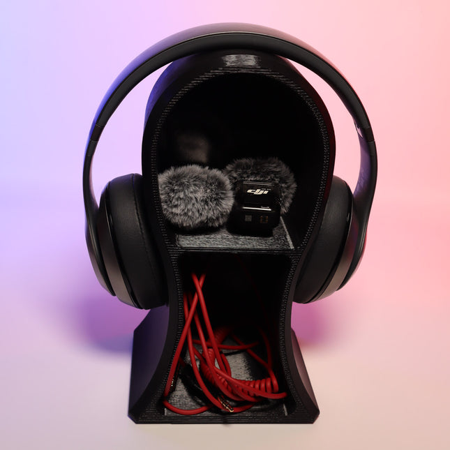 Headphone Stand with Storage Shelf – Non-Slip Base, 235mm
