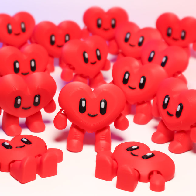3D Printed Heart Buddy Figure – Posable Arms & Legs, 63mm