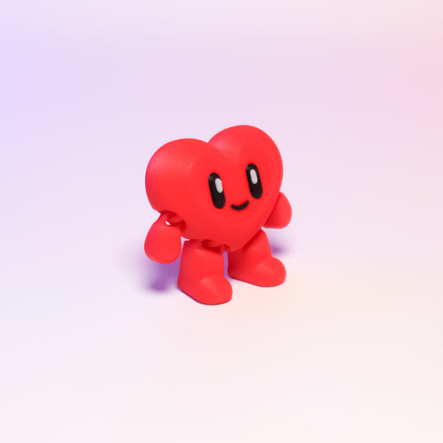 3D Printed Heart Buddy Figure – Posable Arms & Legs, 63mm