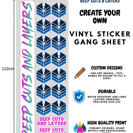 Design Your Own Printed Vinyl Sticker Gang Sheet