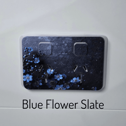 Clipsal Iconic powerpoint coverplate printed with blue flower slate