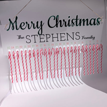 Personalised Candy Cane Christmas Countdown | Family Name