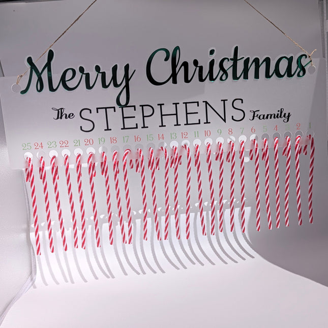 Personalised Candy Cane Christmas Countdown | Family Name