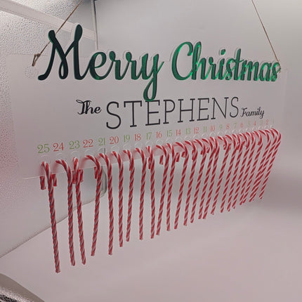 Personalised Candy Cane Christmas Countdown | Family Name