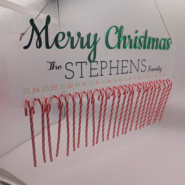 Personalised Candy Cane Christmas Countdown | Family Name
