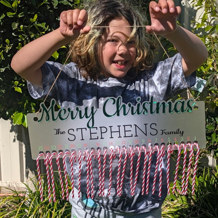 Personalised Candy Cane Christmas Countdown | Family Name