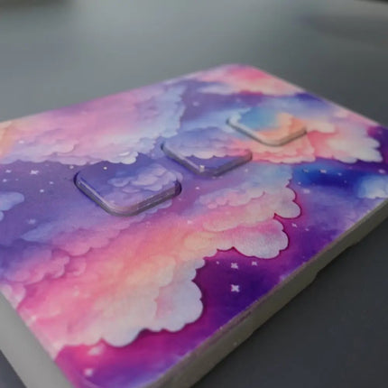 Clipsal coverplate UV printed with pink clouds close up veiws