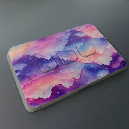 Clipsal iconic coverplate printed with pink clouds