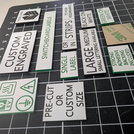 Collection of customizable labels on a grid background