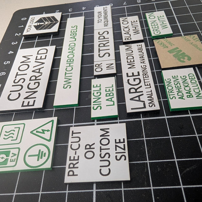 Collection of customizable labels on a grid background