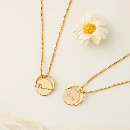 Personalised Gold Steel Spinner Necklace