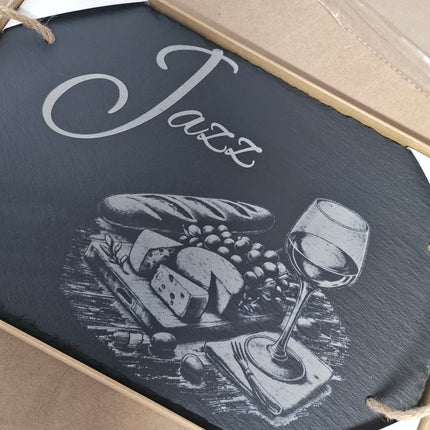 Personalised Slate Serving Board – Rope Handles, 300x200mm