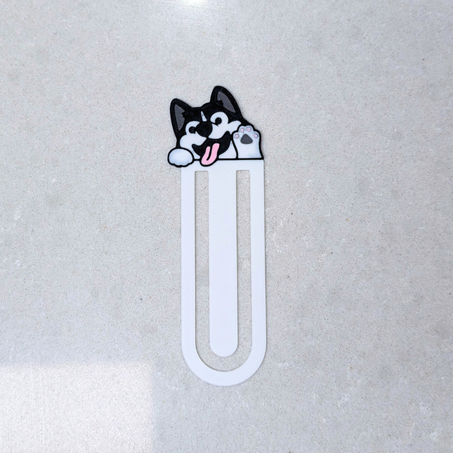 3d printed bookmark with a cute huky design