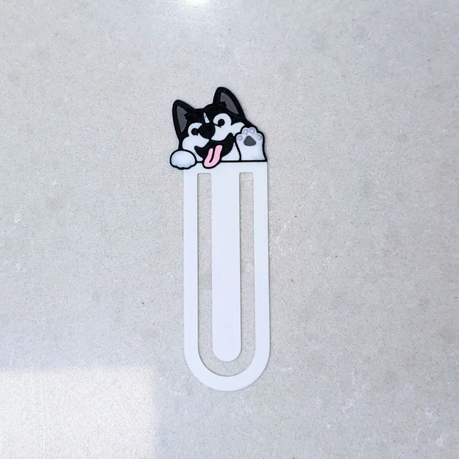 3d printed bookmark with a cute huky design