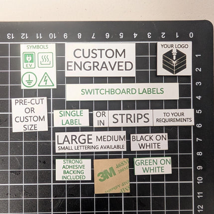 top down image of engraved labels