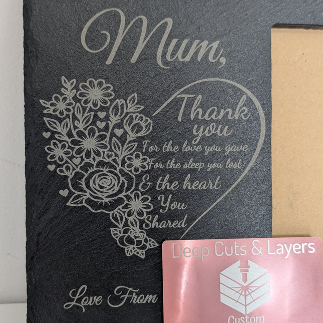 Personalised Slate Photo Frame – Mother's Day Keepsake with Poem
