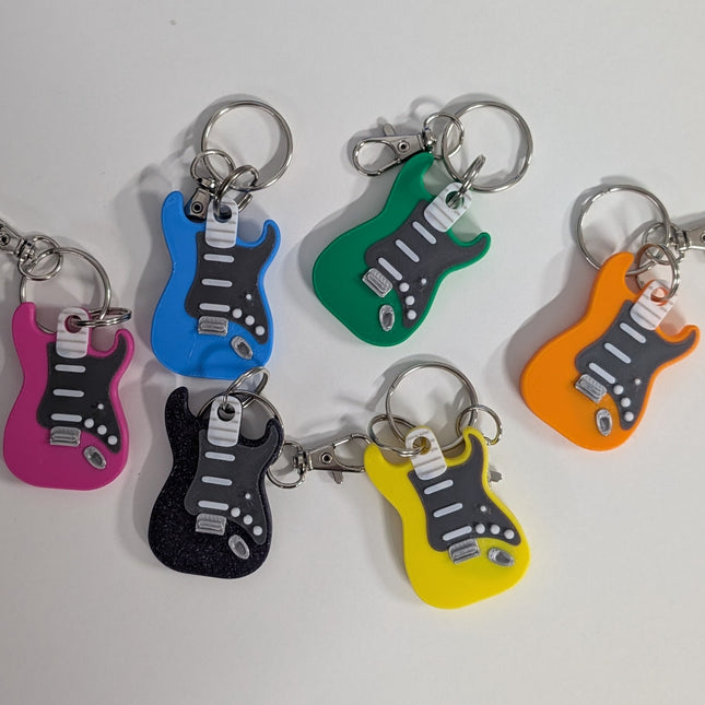 3D Printed Mini Guitar Keyring – Custom Filament Colour