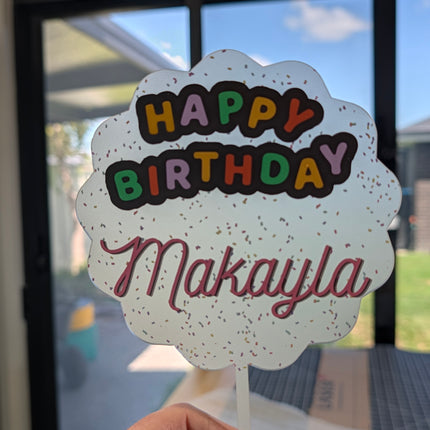 Custom UV printed personalised acrylic Cake topper - 23cms
