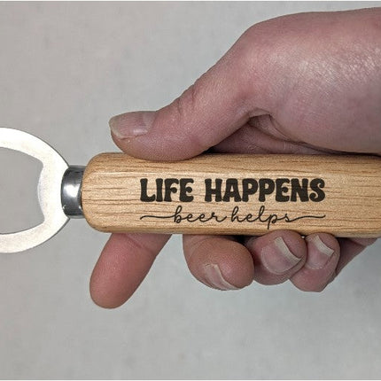Personalised Engraved Wooden Handle Bottle Opener