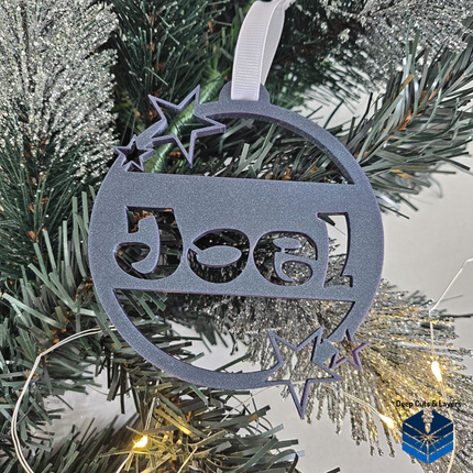 Starry Night designed christmas bauble with the name 'joel' 