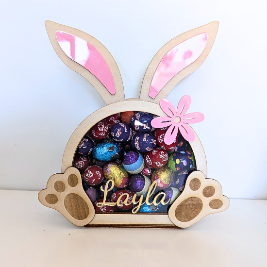 Personalised Wooden Bunny Easter Egg Holder – Custom Name