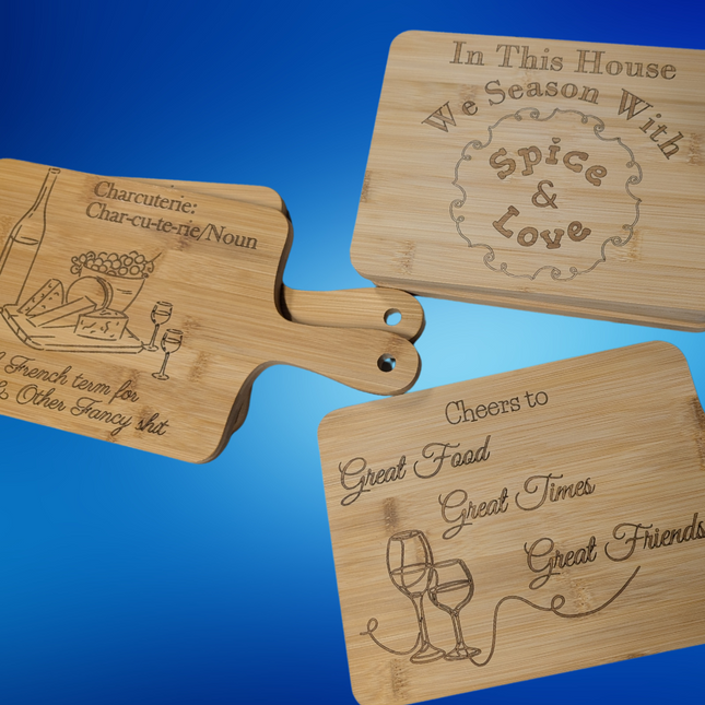 Engraved Bamboo Charcuterie Board – Personalised Name Back