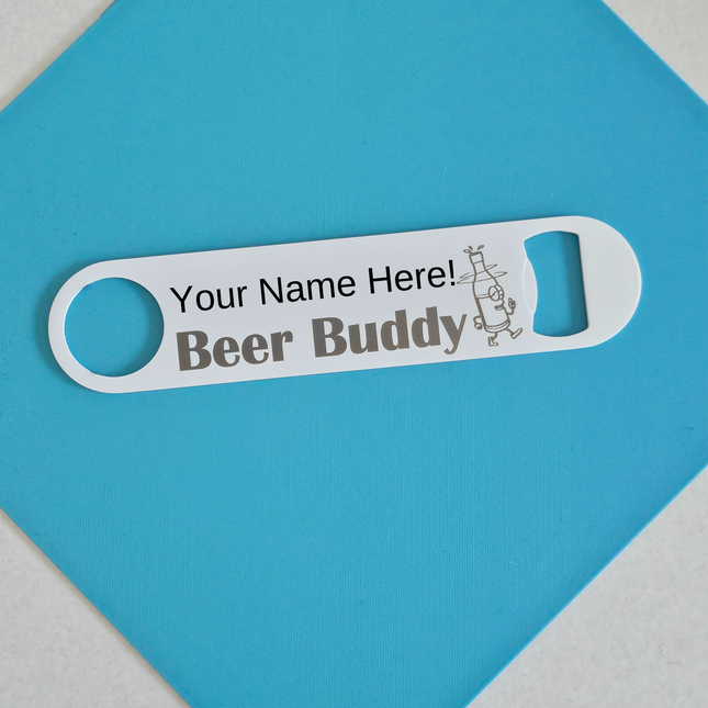 Personalised Stainless Steel Bottle Opener – "Beer Buddy" Name