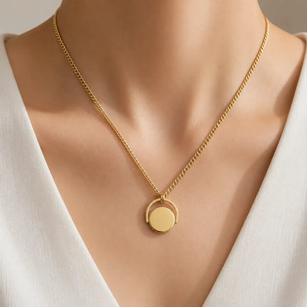 Personalised Gold Steel Spinner Necklace