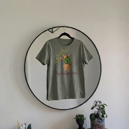 an image of a korok design on a tshirt with the text that says yahaha you found death